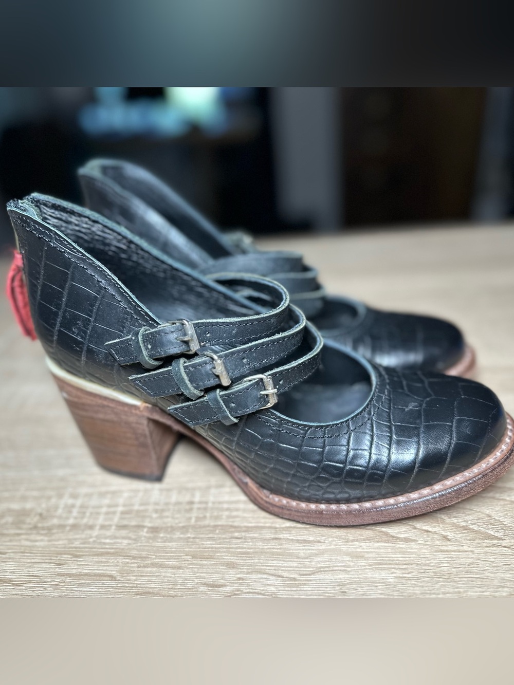 Freedbird Ramsay – Women’s Size 8 – Black Croc Leather Heels